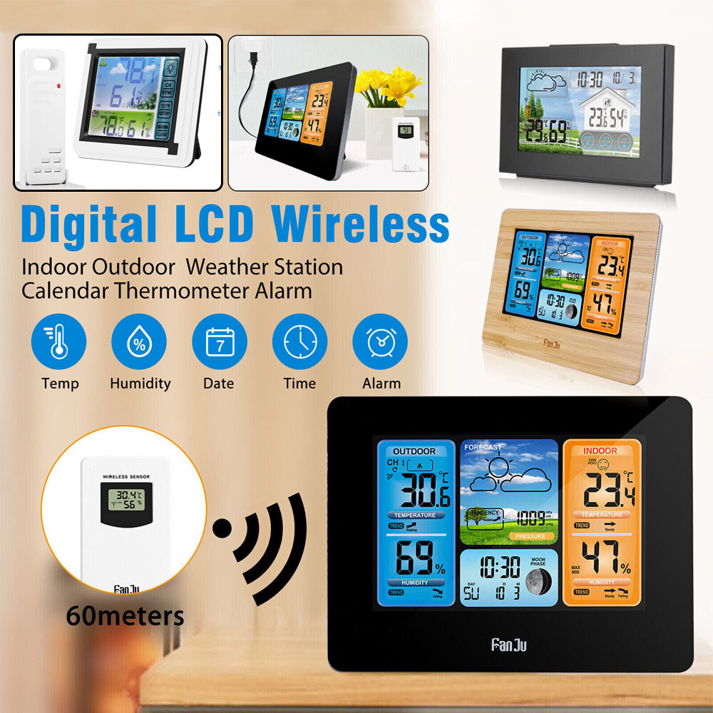 Digital Wireless Weather Station Clock Remote Sensor Indoor Outdoor
