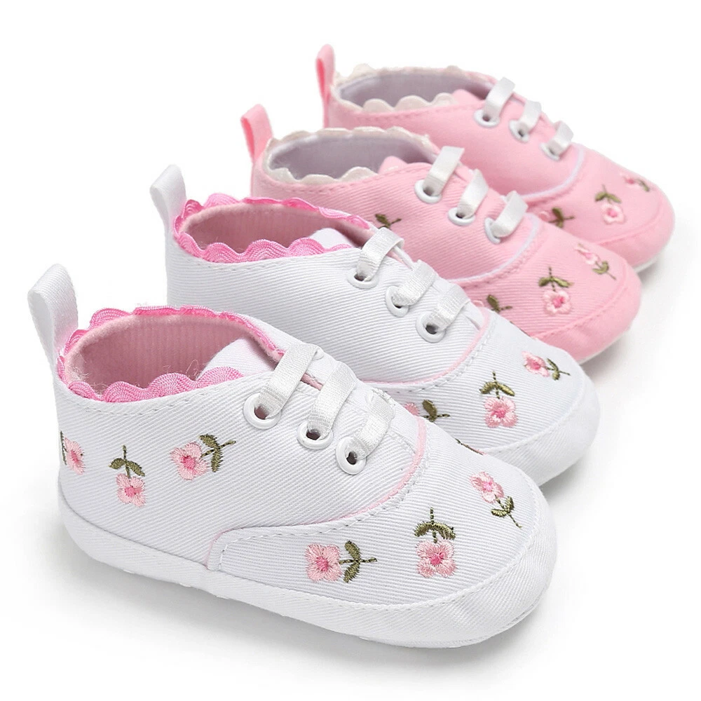 Newborn Infant Baby Girls Floral Crib Shoes Soft Sole Anti slip