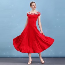 Latin Ballroom Dance Dress Modern Salsa Waltz Standard Long Dress N098 3 Colors