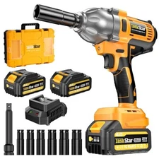 21V 1200Nm 1/2" Cordless Impact Wrench 886FT-Lb 2xBattery Electric Impact Wrench