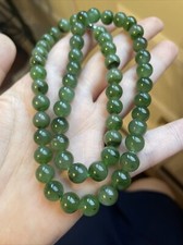 Icy Green Untreated Natural Nephrite Jade beaded Necklace Canada Nephrite Jade