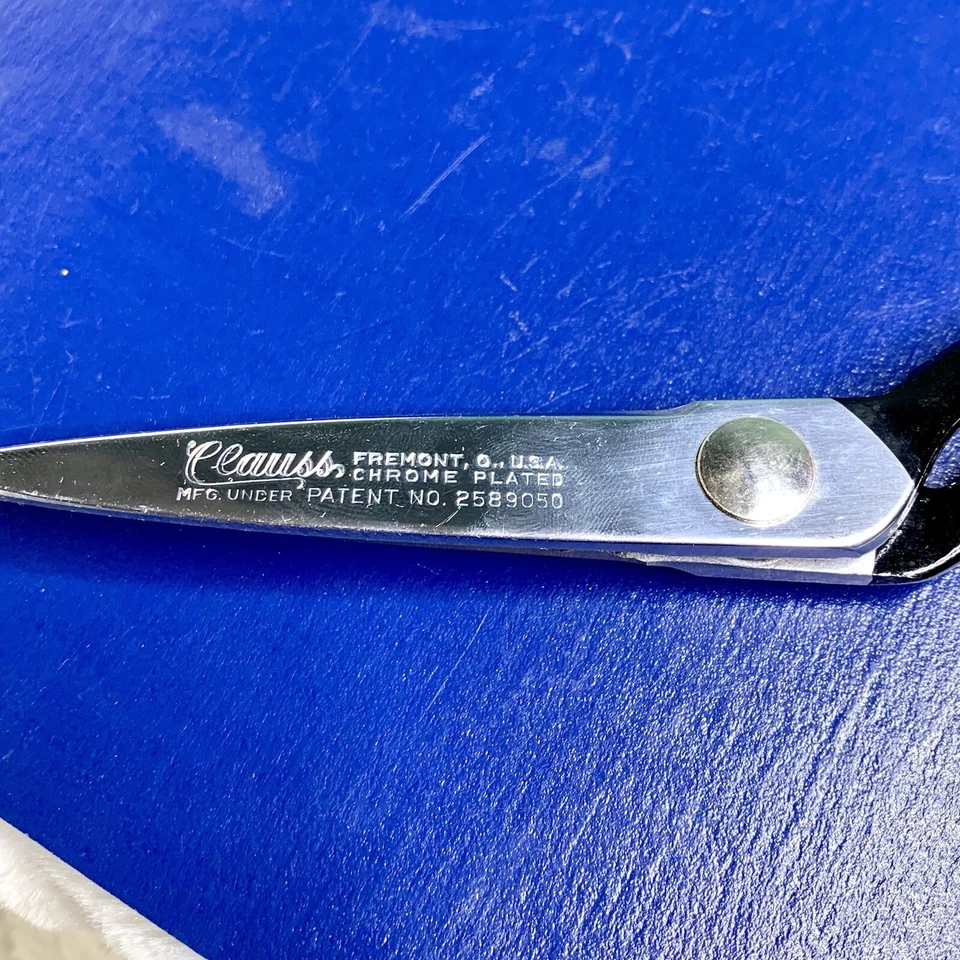 Vintage Clauss 7” Pinking Scissor Shear Chrome Plate Freemont CA USA with Case - Image 3 of 4