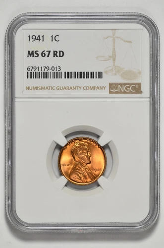 1941 1C Lincoln Wheat Cent NGC MS 67 RD