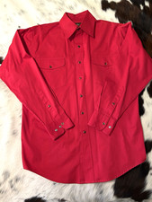 Mens Walls Ranch Wear Red Western Shirt Pearl Snaps Size M, Cotton