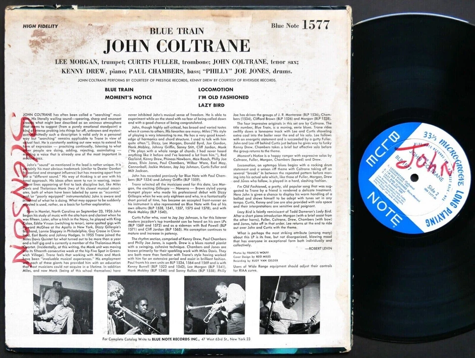 JOHN COLTRANE Blue Train LP BLUE NOTE BLP 1577 RVG DG MONO 47 W.63rd Lee Morgan - Image 2 of 2