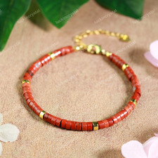 Genuine Red Jasper Stone Tube Beads Healing Reiki Handcraft Bracelet Unisex