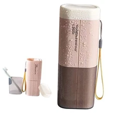 Portable Travel Toothbrush Holder, Toothpaste Set with Cup, Multifunction Pink