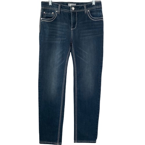 Xhilaration Jeans Girls Size 16 Dark Wash Stretch Gems