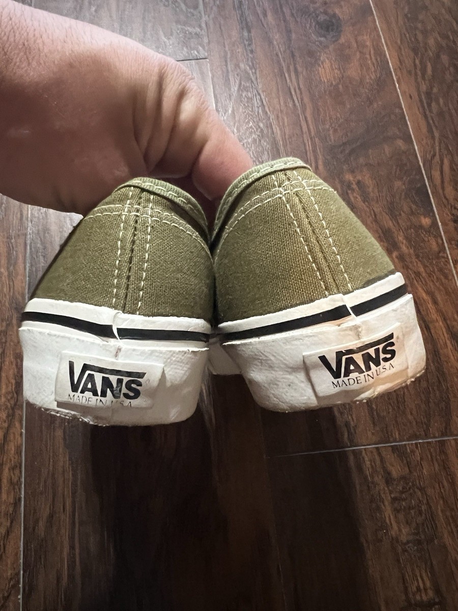 Vintage 1980s Vans Authentic Made In USA Mens Size 7 Olive Green