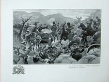 Original Old Antique Print Russo-Japanese War Japanese Siers Attacked Cossacks