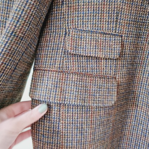 Vintage Burberry's Wool Jacket Jockey Brown Checked Size 56 L XL Men's Walbusch - Picture 5 of 15
