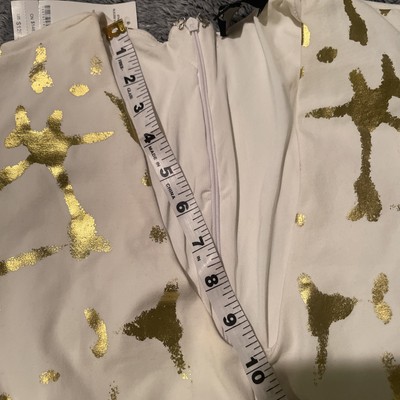 Beautiful Bebe White & Gold Peplum Lined Dress XS | eBay