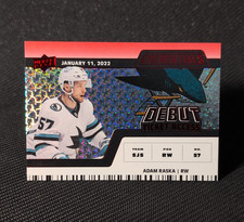 Upper Deck 2022-23 Credentials Debut Ticket Access #138 Raska Serial /299 Sharks