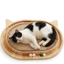Sisal Cat Scratcher Scratch Pad Toy With Wooden Ball Track Indoor Kitten Play