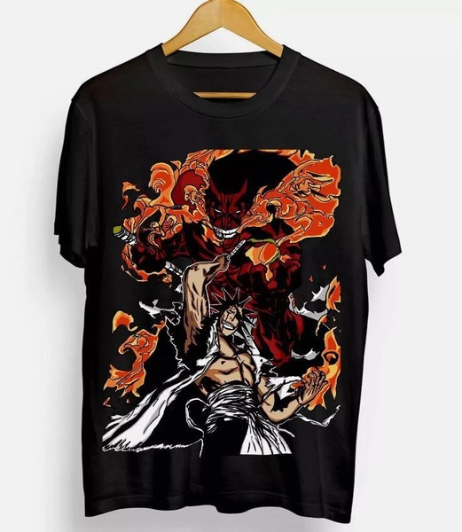 Camiseta Negra Anime Zaraki Kenpachi Bleach Ichigo Bankai Talla S - 5XL