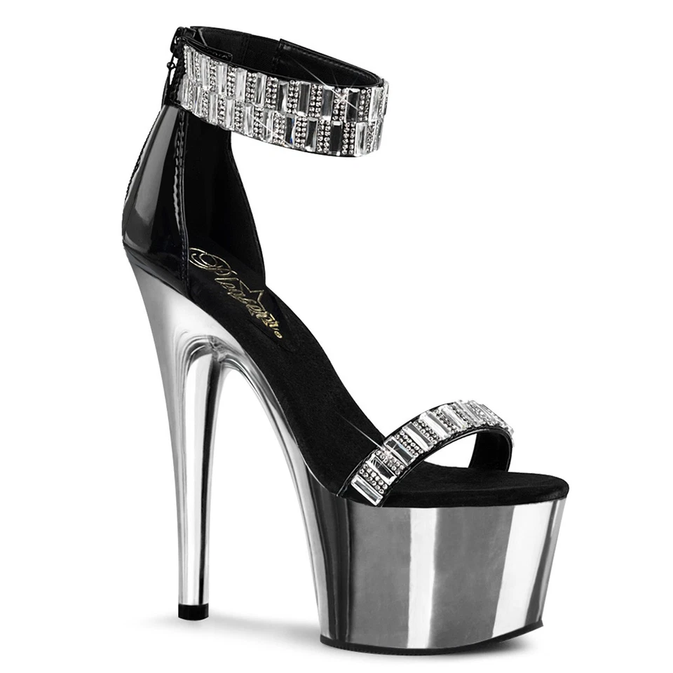 Sale ADORE-769RS Pleaser Damen Sandaletten Chromplateau Strass Spiegelkacheln 36 - Bild 1 von 1