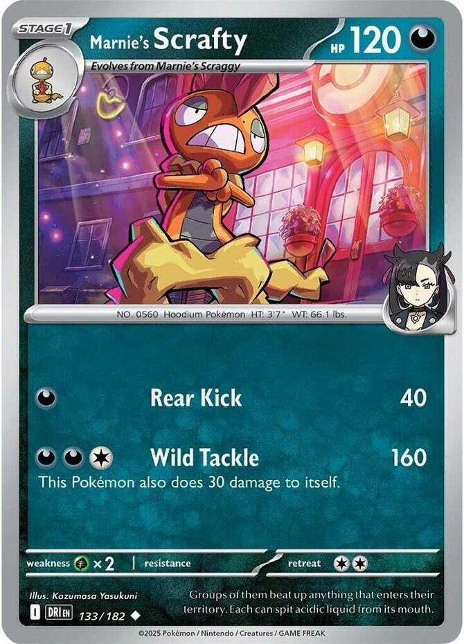 Pokemon Marnie's Scrafty - 133/182 - Uncommon NM-Mint Destined Rivals