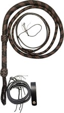 Bull Whip - Paracord Black  Brown 16 Ply - 4ft to 14ft Handmade