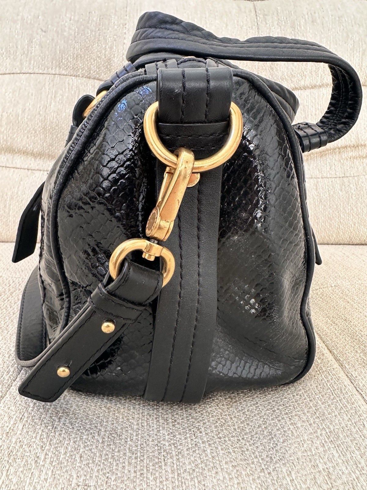 Marc by Marc Jacobs Turnlock Black Python Snake E… - image 8