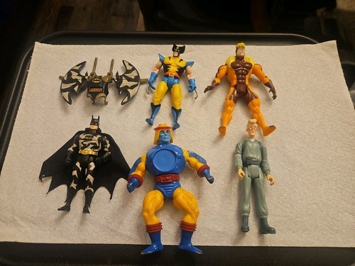 🎁VTG Lot Of 80's & 90's Action Figures Batman, X Men, Masters Of The Universe🎯