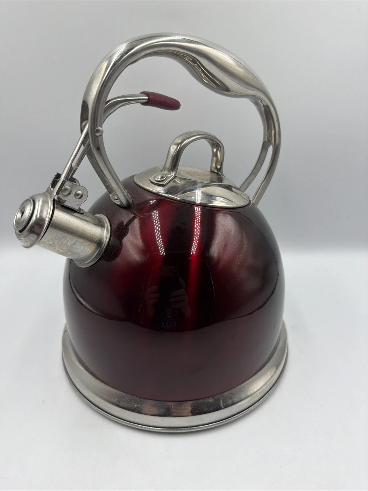 Wolfgang Puck WHISTLING Professional 2.45 QT Stainless Tea Kettle - Dark Red