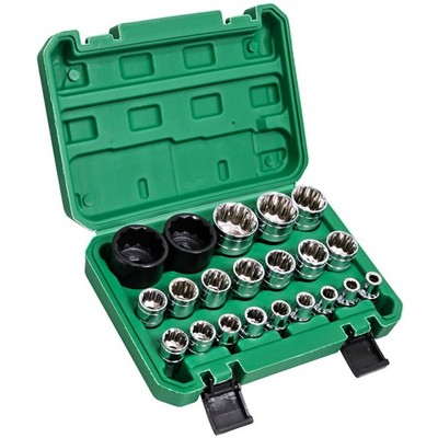 21Pcs 1/2-Inch Drive Spline Socket Set, Metric 8-36mm 12-point Universal Cr-V...