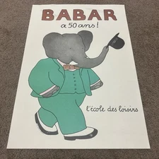 BABAR a 50 ans ! - Poster Affiche 1981 L'Ecole des Loisirs tirage original 1981