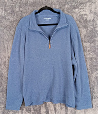 Johnston Murphy Sweater Men's XXL Blue Quarter Zip Cotton Blend Pullover