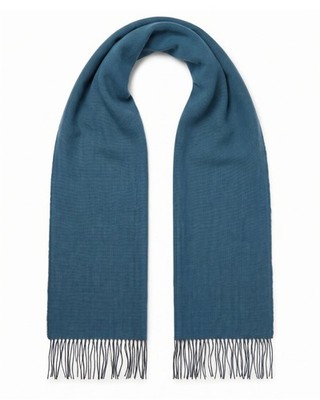 Lanvin 100% Virgin Wool Scarf   Herringbone Pattern, Elegant Fringed Design