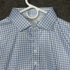 Collars and Co Polo shirt Mens L Blue Plaid Dress Collar short sleeve