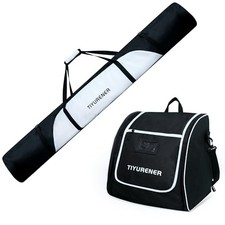 Padded Ski Bags for Air Travel, Ski Bag and Ski Boot Bag Combo, Black  White