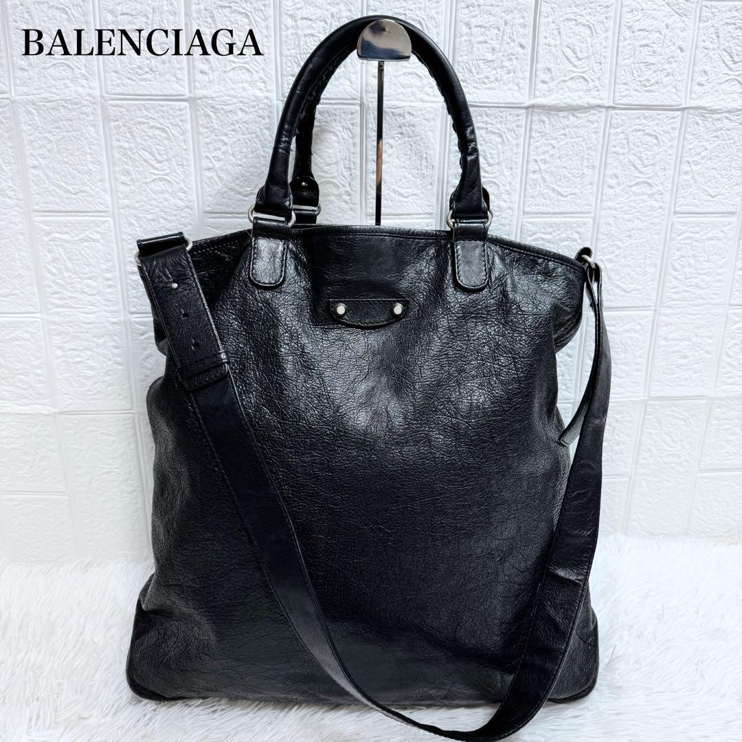 ハンドバッグ BALENCIAGA BLACK LEATHER CABAS HANDBAG Balenciaga Classic 2Way Tote Bag Y2K Black Leather Large
