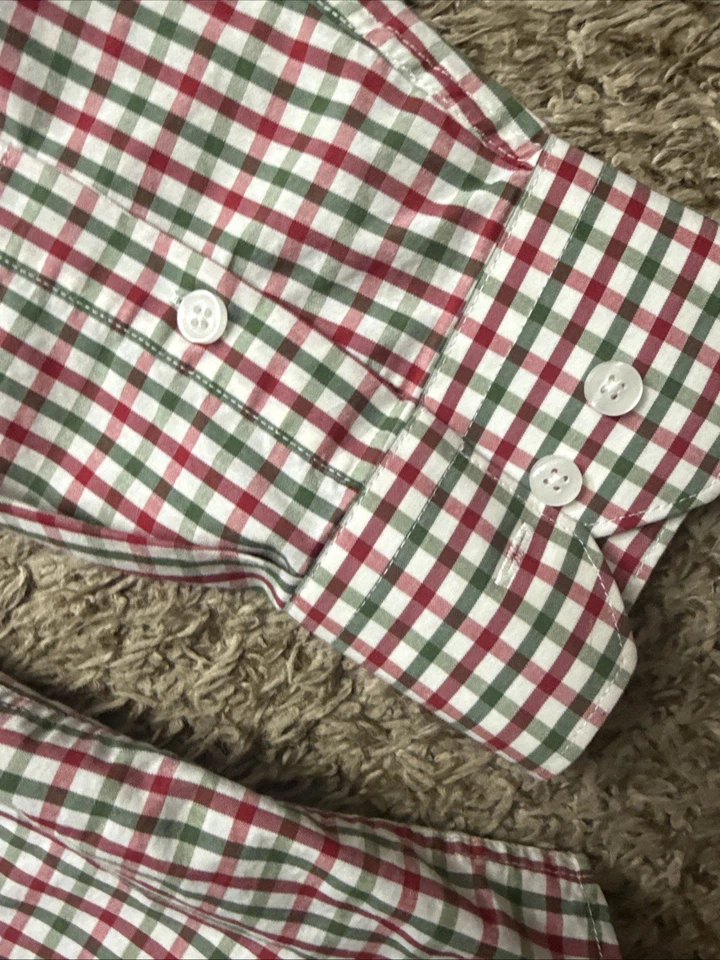 Gieves & Hawkes RARE men's XXL Slim Fit Green Red Button Shirt Fashion - Image 3 of 4