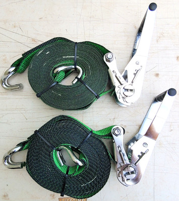 2 KEEPER Chrome HD Ratchet Tie Down Straps 2'' x 30' x 3,333 lbs + Double J Hooks