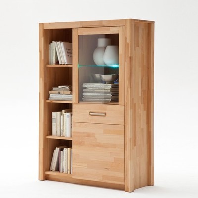 Highboard Fenja Kernbuche keilverzinkt massiv Wohnzimmer Schrank inkl. LED