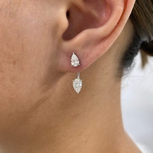 1.9ct Pear Jacket Earrings White Gold 14K Labcreated Diamond F/VS