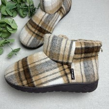Muk Luks Women's Size XL 11/12 Avery Bootie Slippers Cocoa Plaid Cozy NWT