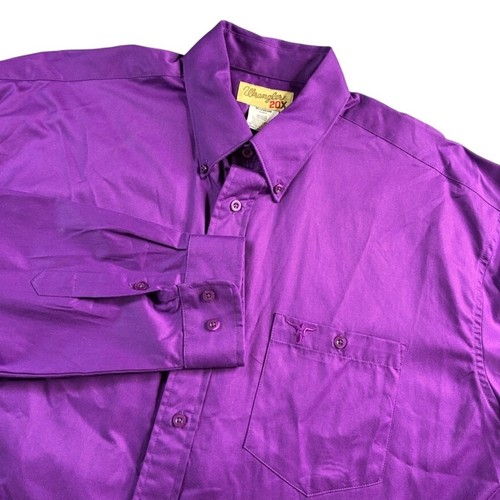 Wrangler 20X Mens Purple Long Sleeve Button Down Classic Western Shirt XL Casual