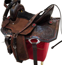Western Handmade Horse Saddle Barrel Racing Tooled Leather Trail Tack Equestrian