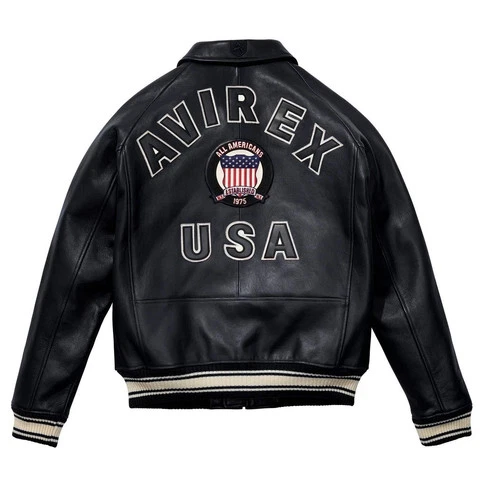 Men Avirex ICON Black Real Bomber American Flight Sheep Leather Jacket for Men - product listing photo