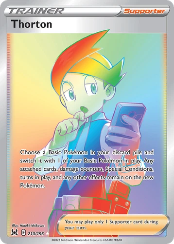 Pokemon Lost Origin Rainbow Rare Thorton 210/196 - Near Mint (NM)