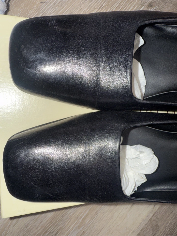 Enzo Angiolini Negro Sólido Talla 9.5M Cuero Bloque Tacón Punta Cerrada Foto 2 de 4