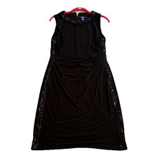 CHAPS Ralph Lauren Women’s Cocktail Dress, Black Sequin Shimmer Sides Size Large