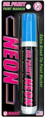 U-Mark Dr. Paint Neon Extra Broad Tip Paint Marker Carded-Blue