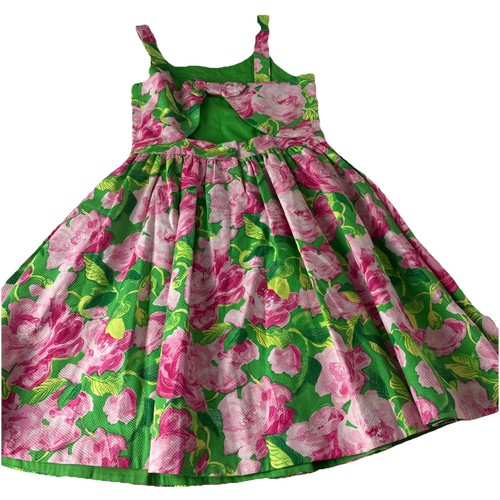 Janie & Jack Rose Pleated Dress Size 12 Pink And Green Floral Sleeveless cutout - Picture 11 of 16