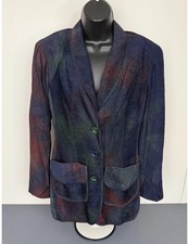 Dorothy Schoelen Platinum Women's Abstract Patchwork Blazer Blue Size Small
