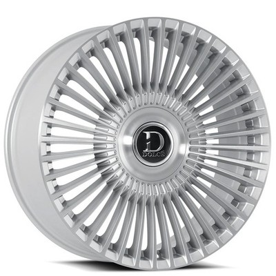 20x9'' Dolce Luxury Wheels Trento Gloss Silver with Brushed Face Floating Cap Rim