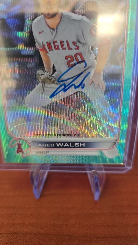 Jared Walsh 2022 Topps Chrome Aqua Wave Refractor Auto On Card # 196/199 - Image 2 of 4