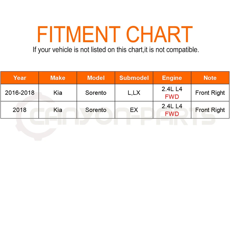 Conjunto de eje CV delantero derecho para Kia Sorento L LX 2016 2017 2018 2,4 L TRACCIÓN DELANTERA Foto 2 de 4