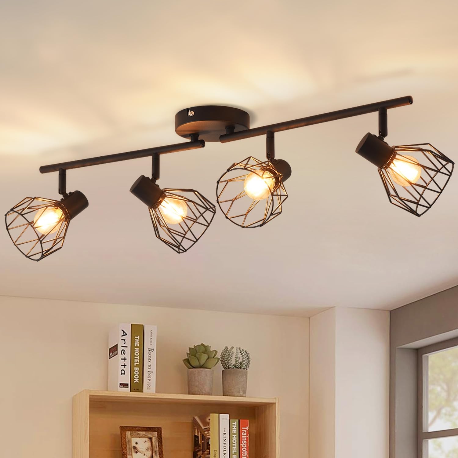 ANWIO Kitchen Lights Rectangulaire 4U, 4 Straight Black Spot Ceiling Light - Image 2